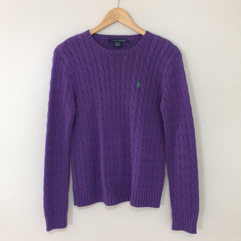 Ralph Lauren Purple Cable Knit Sweater, Large